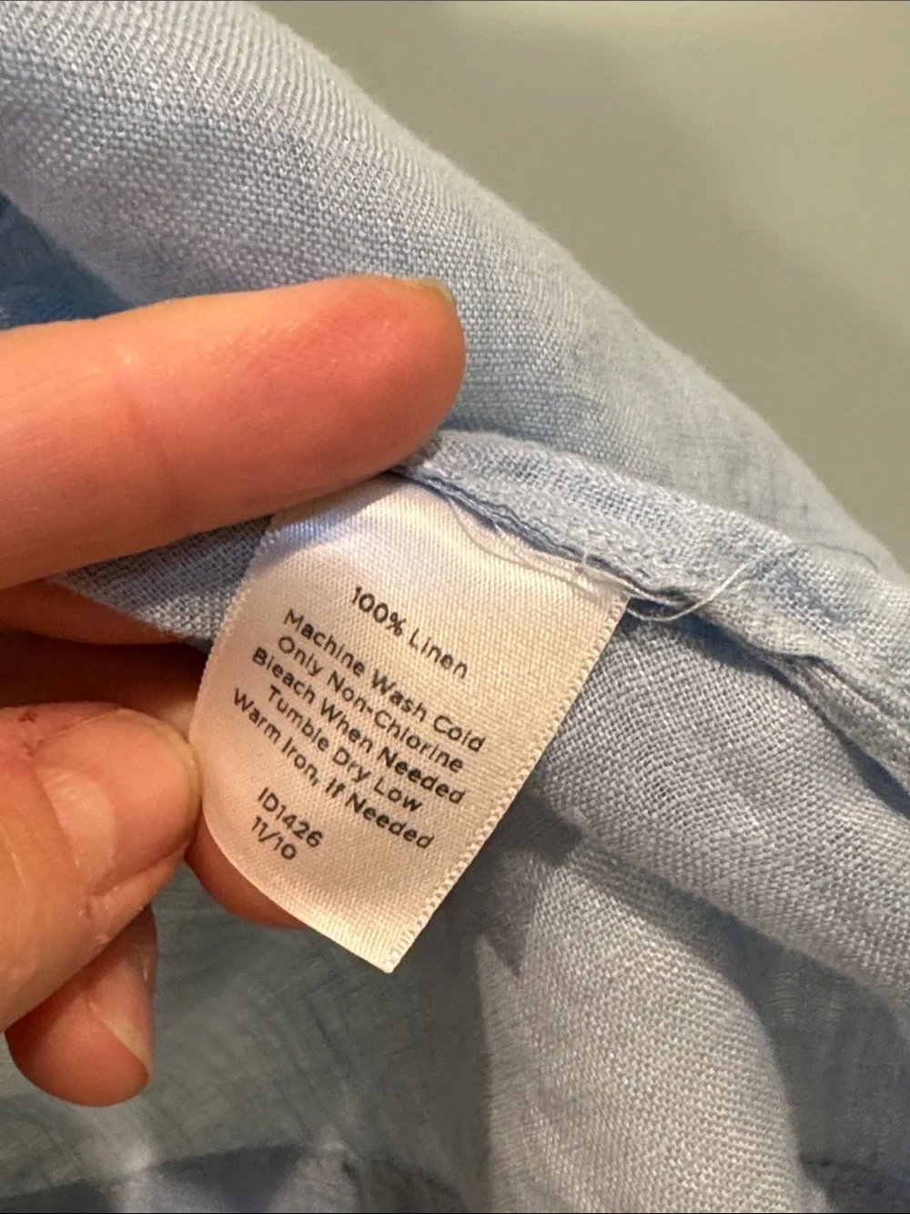 Talbots Light Blue linen Ruffle V-Neck Women's Top - Picture 6 of 6